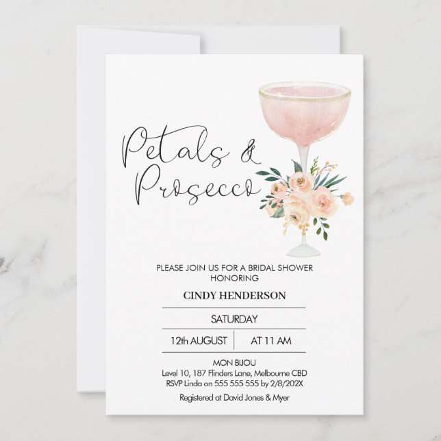 Invitación Pétalos florales modernos de Boho Ducha de novia P (Anverso)
