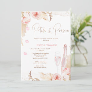 Invitación Pétalos florales rosados de Boho Ducha de novias P