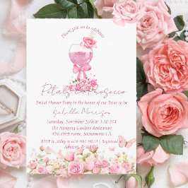 Invitación Pétalos florales rosados y ducha de novia Prosecco