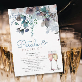 Invitación Pétalos florales y ducha de novia azul Prosecco