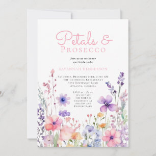 Invitación Pétalos florales y ducha de novia floral Prosecco