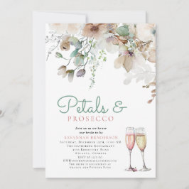 Invitación Pétalos florales y ducha Verde azulada de novias P