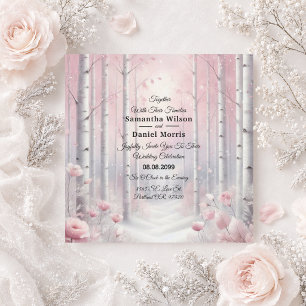 Invitación Pétalos Helados en una Boda de Bosque Invernal