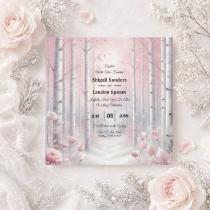 Invitación Pétalos Helados en una Boda de Bosque Invernal
