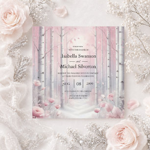 Invitación Pétalos Helados en una Boda de Bosque Invernal
