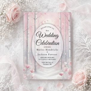 Invitación Pétalos Helados en una Boda de Bosque Invernal