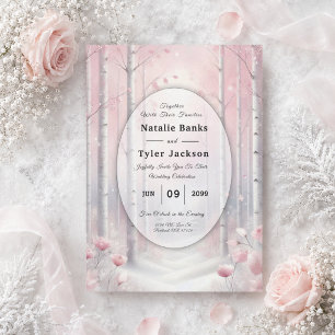 Invitación Pétalos Helados en una Boda de Bosque Invernal