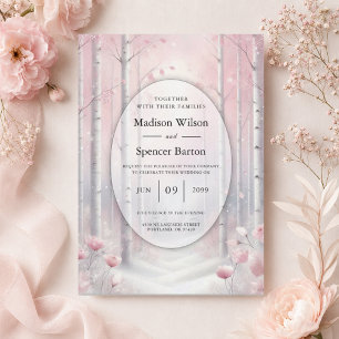 Invitación Pétalos Helados en una Boda de Bosque Invernal