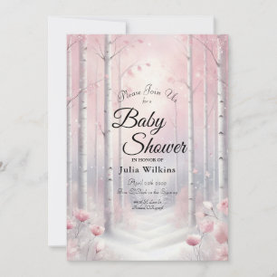 Invitación Pétalos Helados en una Ducha de Bebé Bosque Invern