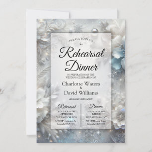 Invitación Pétalos Nevados en Cena de Ensayo de Flor Invernal