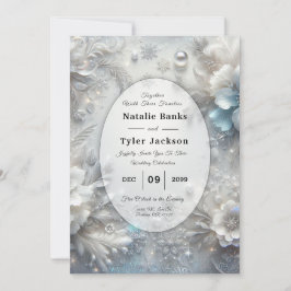 Invitación Pétalos Nevados en Floración Congelada Boda