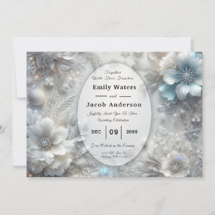 Invitación Pétalos Nevados en Floración Congelada Boda