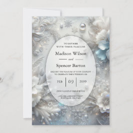 Invitación Pétalos Nevados en Floración Helada Boda