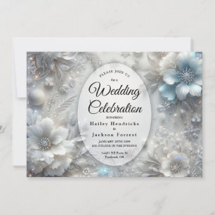 Invitación Pétalos Nevados en Floración Helada Boda