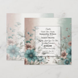 Invitación Pétalos Oscuros y Serena Suavidad Boda Floral