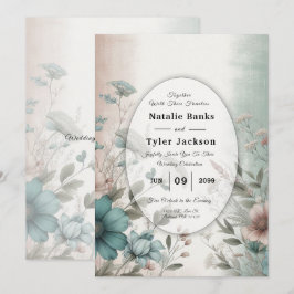 Invitación Pétalos Oscuros y Serena Suavidad Boda Floral