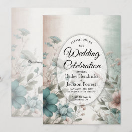 Invitación Pétalos Oscuros y Serena Suavidad Boda Floral