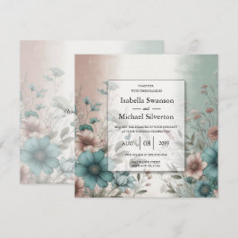 Invitación Pétalos Oscuros y Serena Suavidad Boda Floral