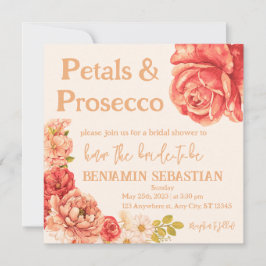 Invitación pétalos prosecco elegante ducha de novia floral