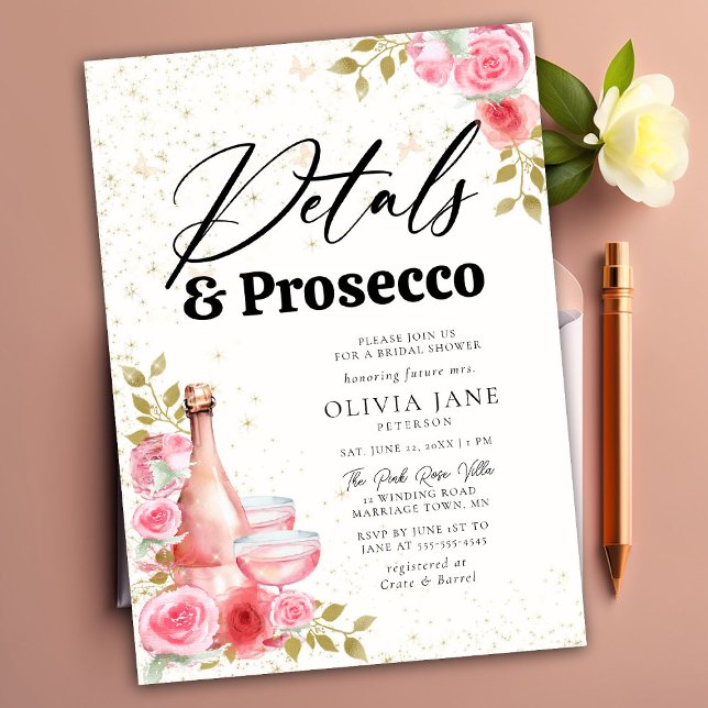 Invitación Pétalos Prosecco Roses rosas rosas Oro Ducha Nodal (Subido por el creador)
