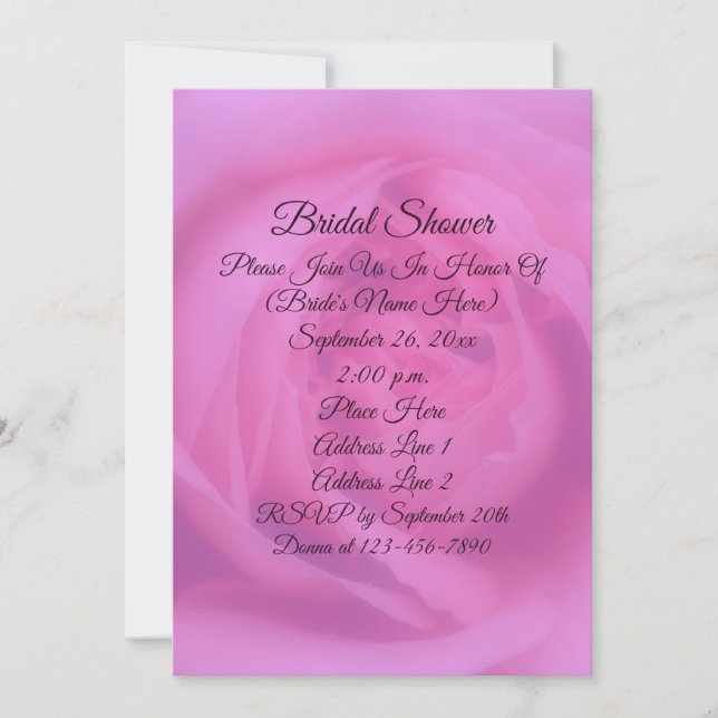Invitación Pétalos rosa de rosa ducha de novia floral (Anverso)