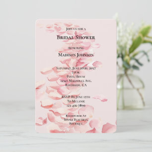 Invitación Pétalos rosa rosados románticos ducha de novia flo