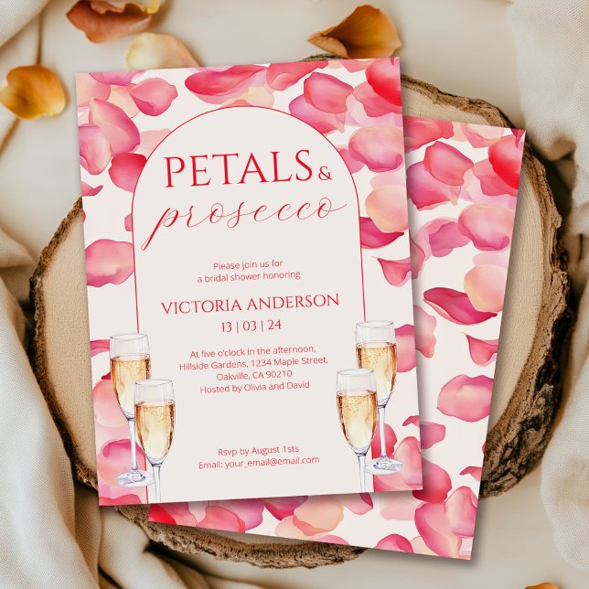 Invitación Pétalos rosados de Rubor y ducha de novia Prosecco (Subido por el creador)