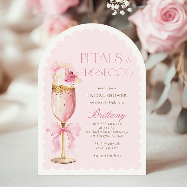Invitación Pétalos rosados de vaca Prosecco Arco de ducha de  (Subido por el creador)