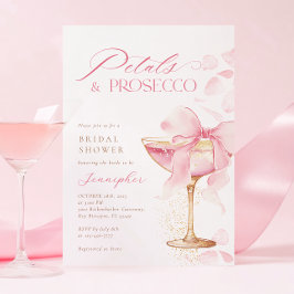 Invitación Pétalos rosados de vaca y ducha de novia Prosecco