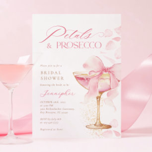 Invitación Pétalos rosados de vaca y ducha de novia Prosecco