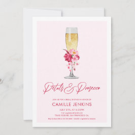 Invitación Pétalos rosados y ducha de novia floral Prosecco