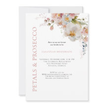 Pétalos rosados y ducha de novia floral Prosecco