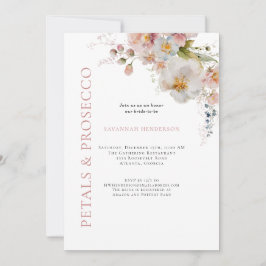 Invitación Pétalos rosados y ducha de novia floral Prosecco