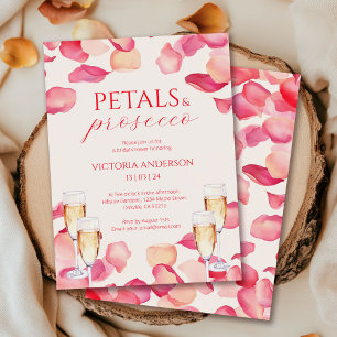 Invitación Pétalos rosados y ducha de novia Prosecco