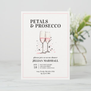 Invitación Pétalos rosados y ducha de novias Prosecco