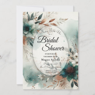 Invitación Pétalos verde azulados en ducha de novias con sang