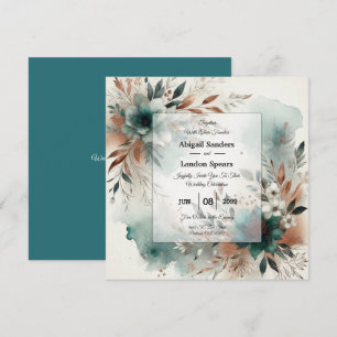 Invitación Pétalos verde azulados en el Boda de sangre de bro