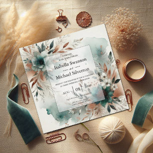 Invitación Pétalos verde azulados en el Boda de sangre de bro