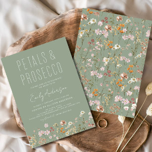 Invitación Pétalos verdes y ducha de novia Prosecco