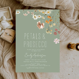 Invitación Pétalos verdes y ducha de novia Prosecco