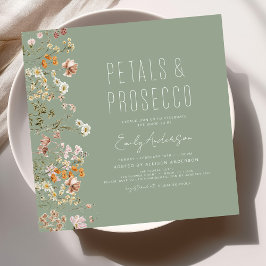 Invitación Pétalos verdes y ducha de novia Prosecco