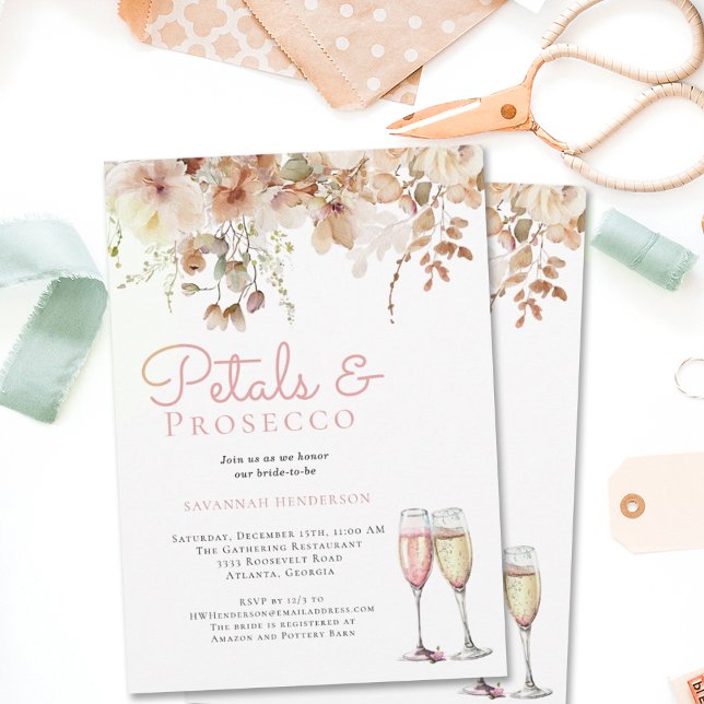 Invitación Pétalos y burbujas Prosecco Floral Bridal Shower (Subido por el creador)