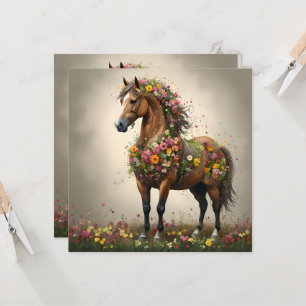 Invitación Pétalos Y Canteras: Jardín De Fantasía De Caballos