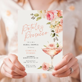 Invitación Pétalos y ducha de novia floral rosada Prosecco