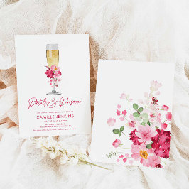 Invitación Pétalos y ducha de novia floral rosada Prosecco