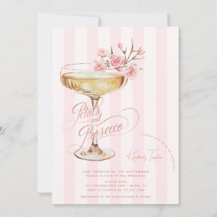 Invitación Pétalos Y Ducha De Novias De Floral Rosa Prosecco