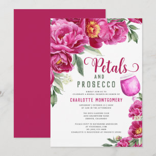 Invitación Pétalos Y Ducha De Novias Elegantes De Prosecco