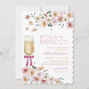 Invitación Pétalos y ducha de novias Prosecco Champagne