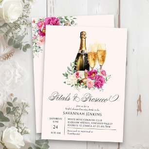 Invitación Pétalos y ducha de novias rosada Prosecco