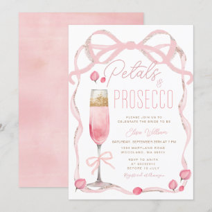 Invitación Pétalos y ducha de novias rosada Prosecco